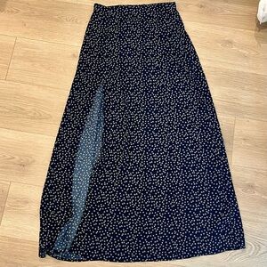 Navy Polka Dot Maxi Skirt